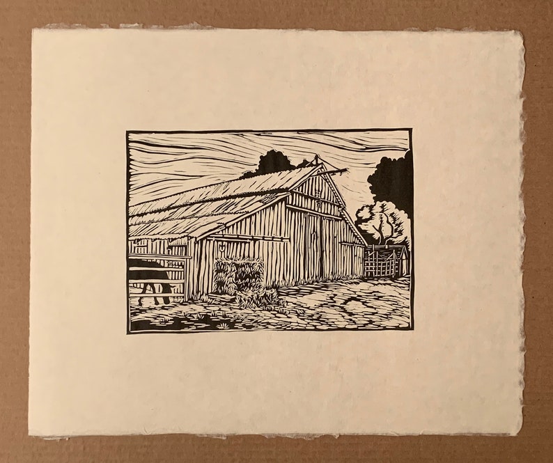 Limited Edition Hagemann Barn Original Handcarved Linocut Print