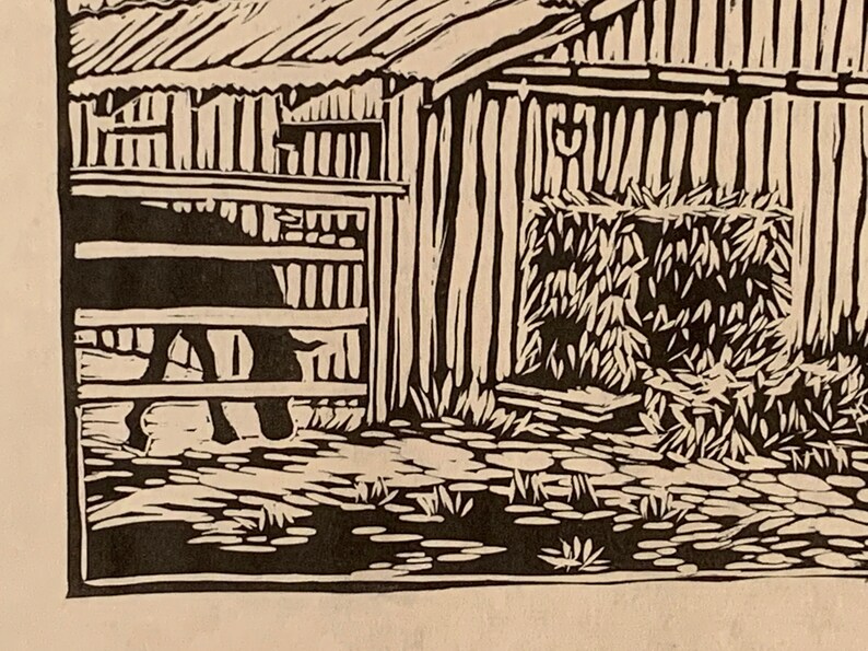 Limited Edition Hagemann Barn Original Handcarved Linocut Print