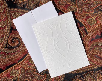 Embossed Patterned Note Cards, Linocut Embossed Designs Greeting Cards