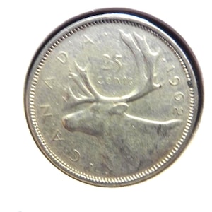 Canada 1962    80% Silver 25 Cents  - Caribou-