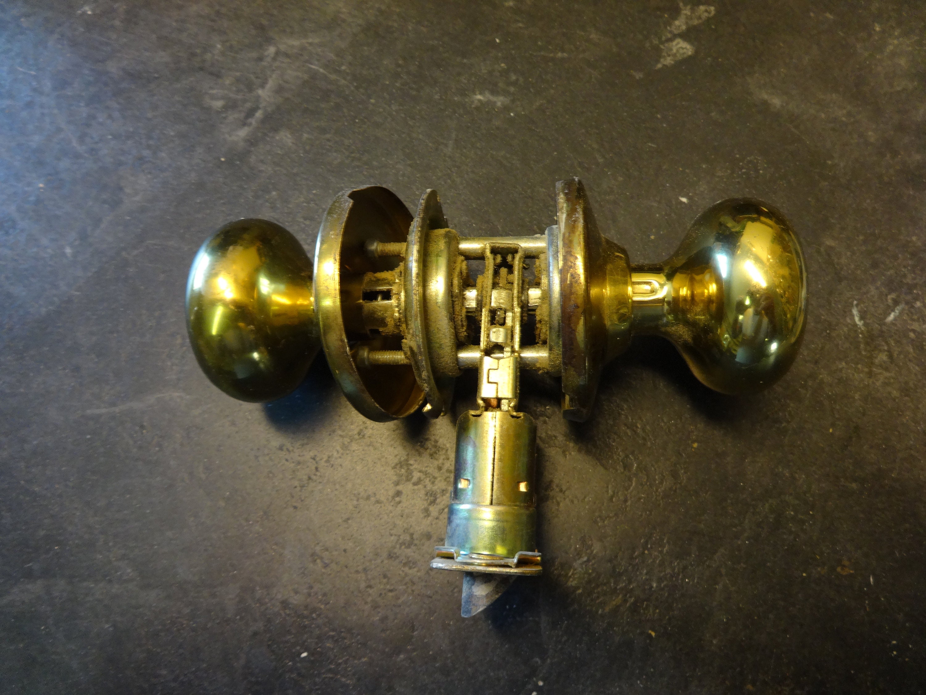 Vintage Brass Door Knob / Handle push locking Compete Etsy