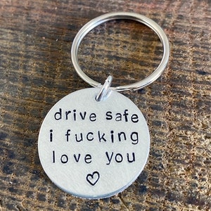 Hand stamped Personalised Silver Keyring Passd Test New Driver Car keepsake Drive carefully Fucking Love You Rude Congratulations Gift 17th