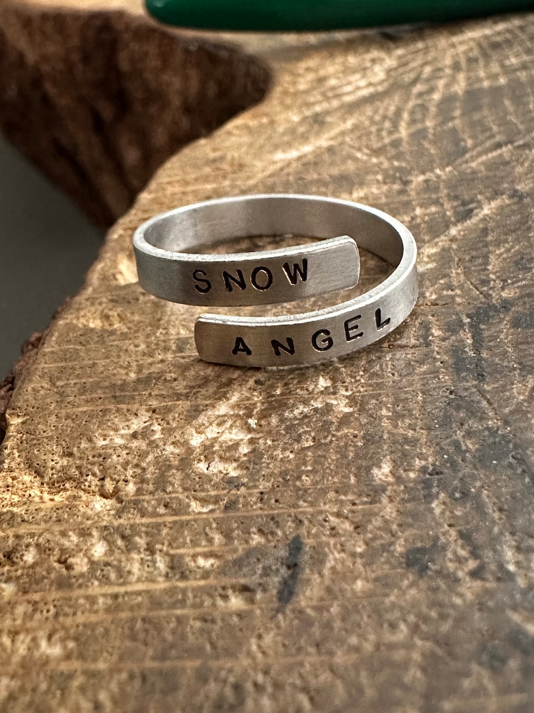 Handmade Custom Song Rapp Saying Snow Angel Wrap Ring Stamped ...