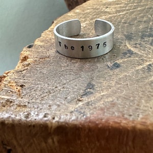 Hand Stamped Adjustable Silver Aluminium Cuff Ring Custom Year 1989 1975 Name Birthday Different Unique keepsake Jewellery Christmas Gift x