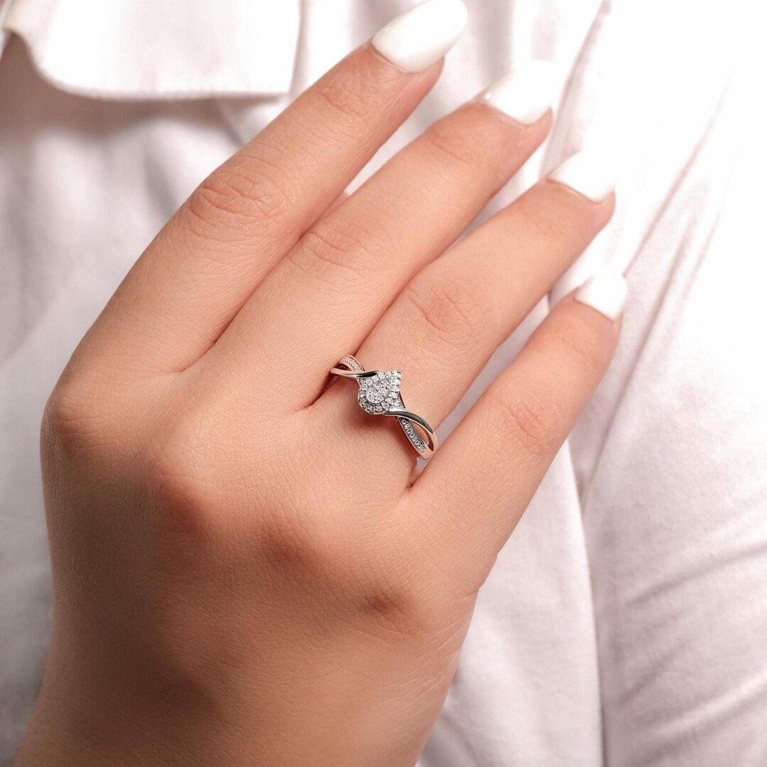Cali Trove, 1/10ct Diamond Promise Ring for Women in 925 Sterling ...