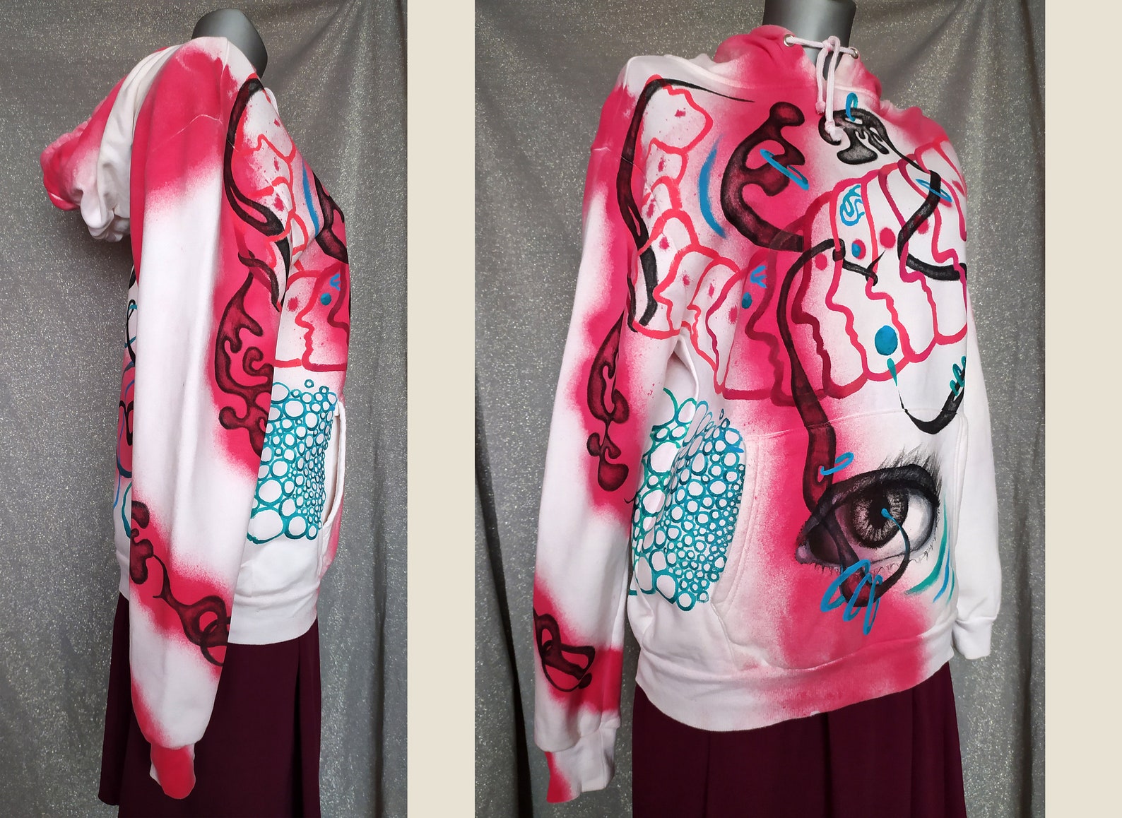 DIY Multicolored Hoodie Unique Original White HandPainted Etsy