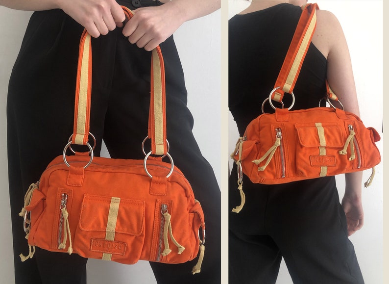 2000s Italian Vintage Bright Orange Sport Bag Y2k Glam Rave Etsy