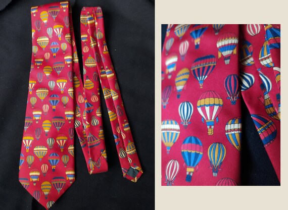 Vintage 90s Red Silk Graphic Tie, Men's Retro Silk