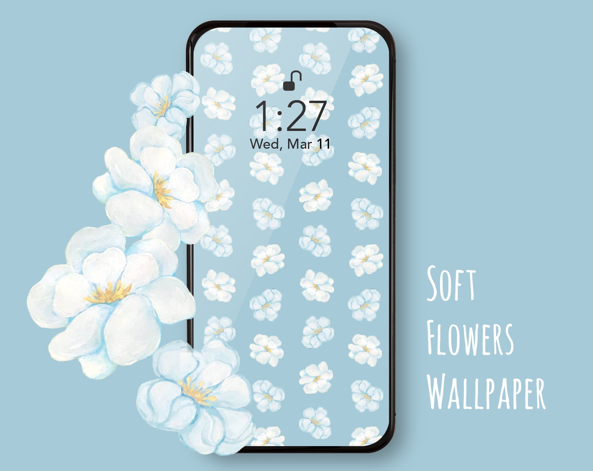 Soft White Flowers Pattern Phone Wallpaper Download Lockscreen - Etsy Soft White Flowers Pattern Phone Wallpaper Download Lockscreen - Etsy