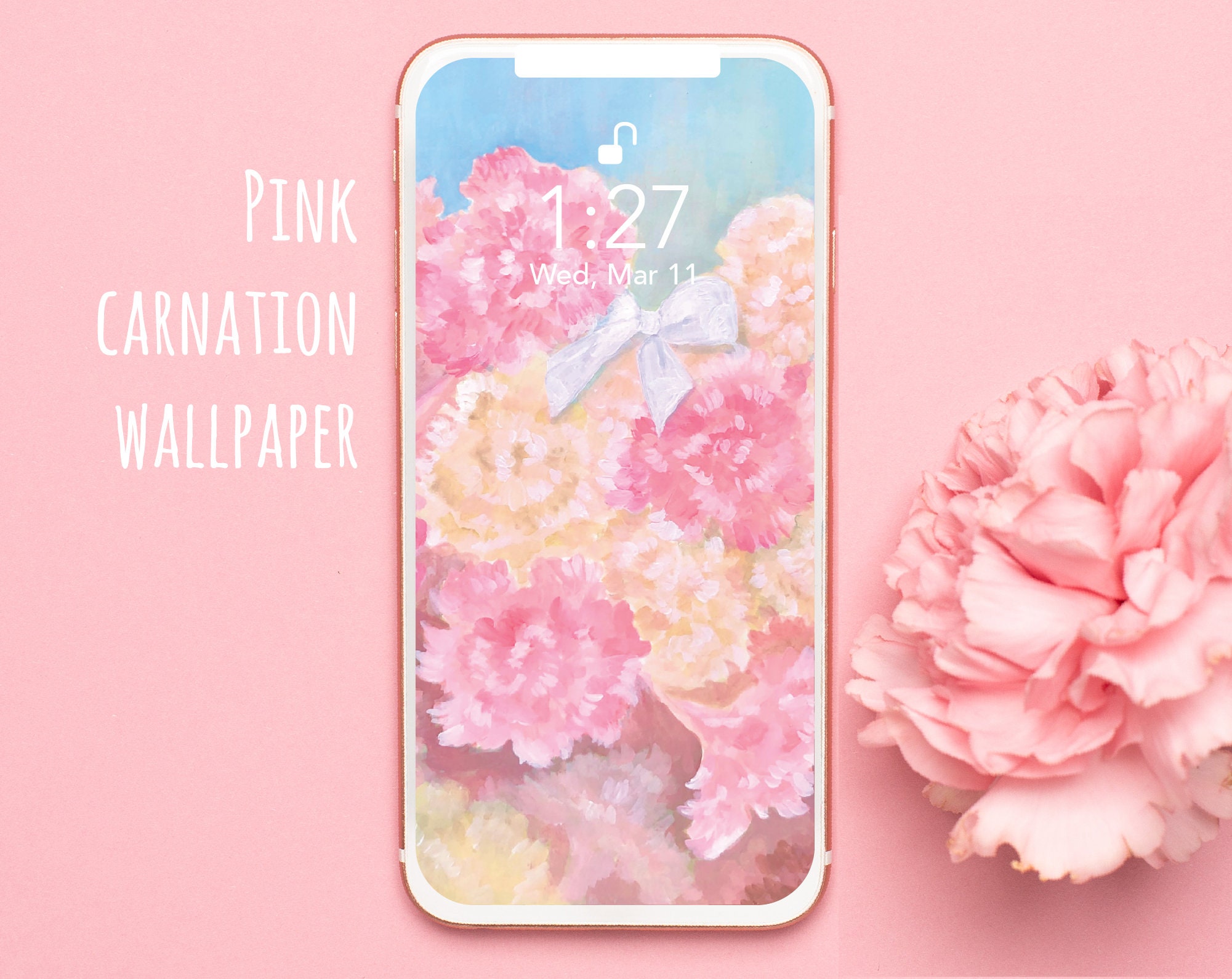 Carnation Phone Wallpaper Download Lockscreen Digital Etsy Australia