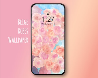 Spring Vibe Beige Rose Pink Orange Iphone Android Wallpaper Etsy