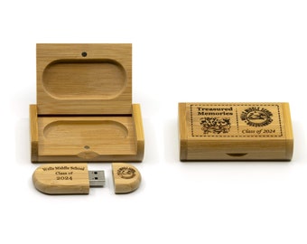 Wells Middle School Class of 2024 Wooden USB Stick + Case