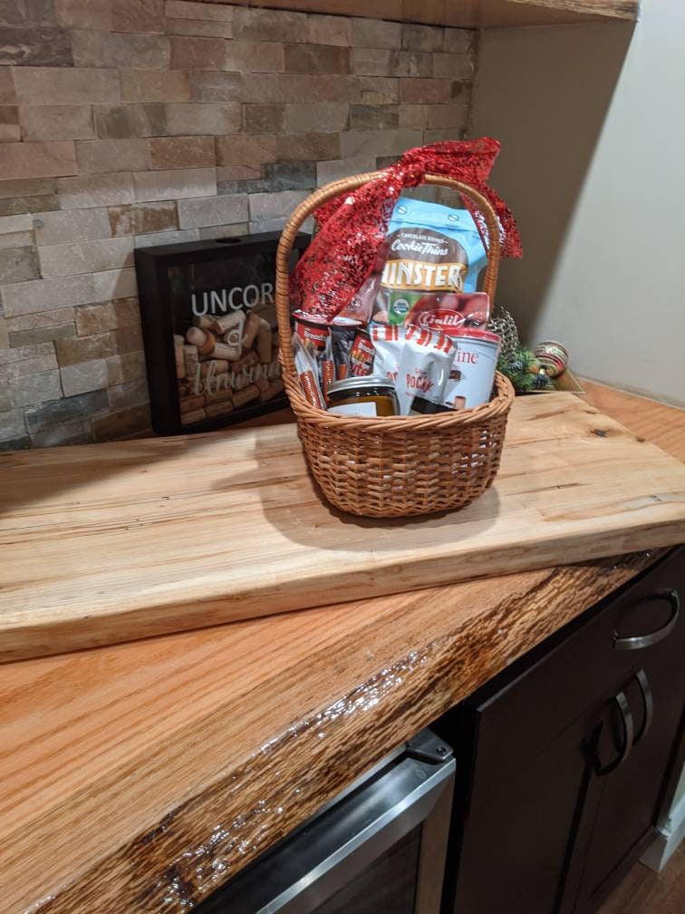 Charcuterie Board Gift Basket Live Edge Cutting Board Etsy