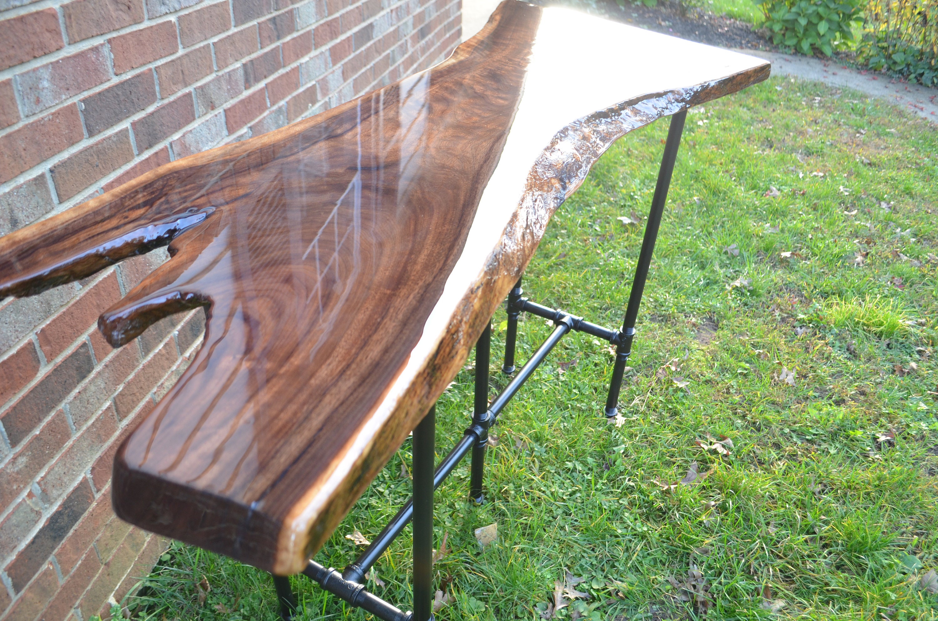 Live Edge Wood Bar Table Black Walnut Slab Bar Top Rustic Etsy