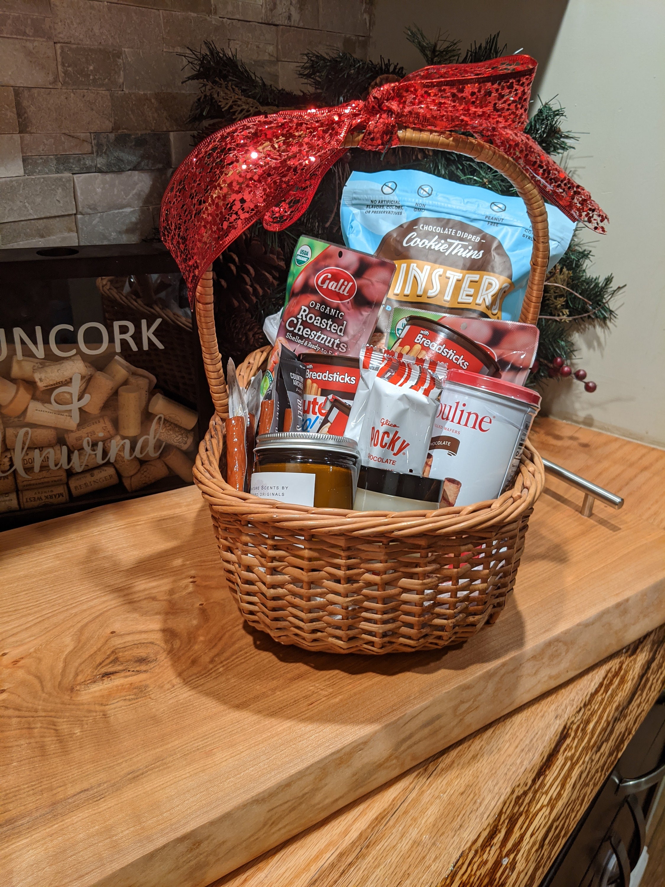 Charcuterie Board Gift Basket Live Edge Cutting Board Etsy