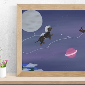 Dackel - Dackel - Astronauten Welpe - Dackel - Dackel - Digitale Zeichnung Kunst - Sofort Download