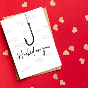 Hooked on You Valentine&#39;s Day Card - Instant Digital Download - PNG - Valentine Pun - Printable