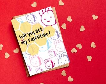 Tarjeta de San Valentín "Bee Mine" - Descarga digital instantánea - Imprimible - PNG - Valentine Pun