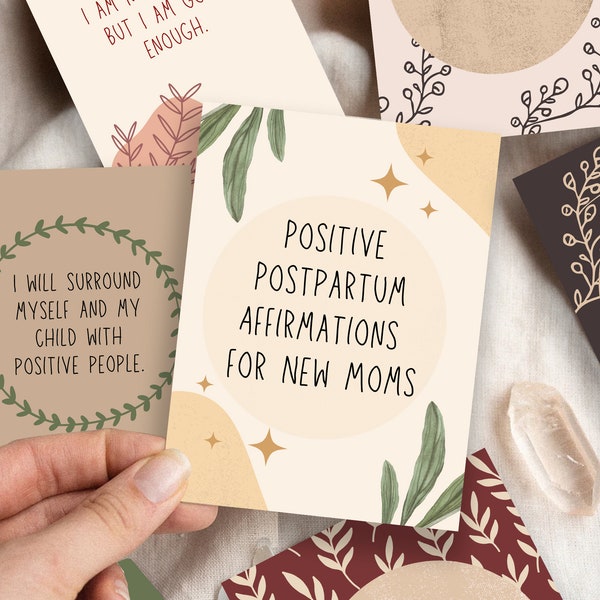 Postpartum Affirmation cards for New Moms,Motherhood Affirmation Cards,mum gift postpartum, baby shower gift,expecting mom gift,mantra  card