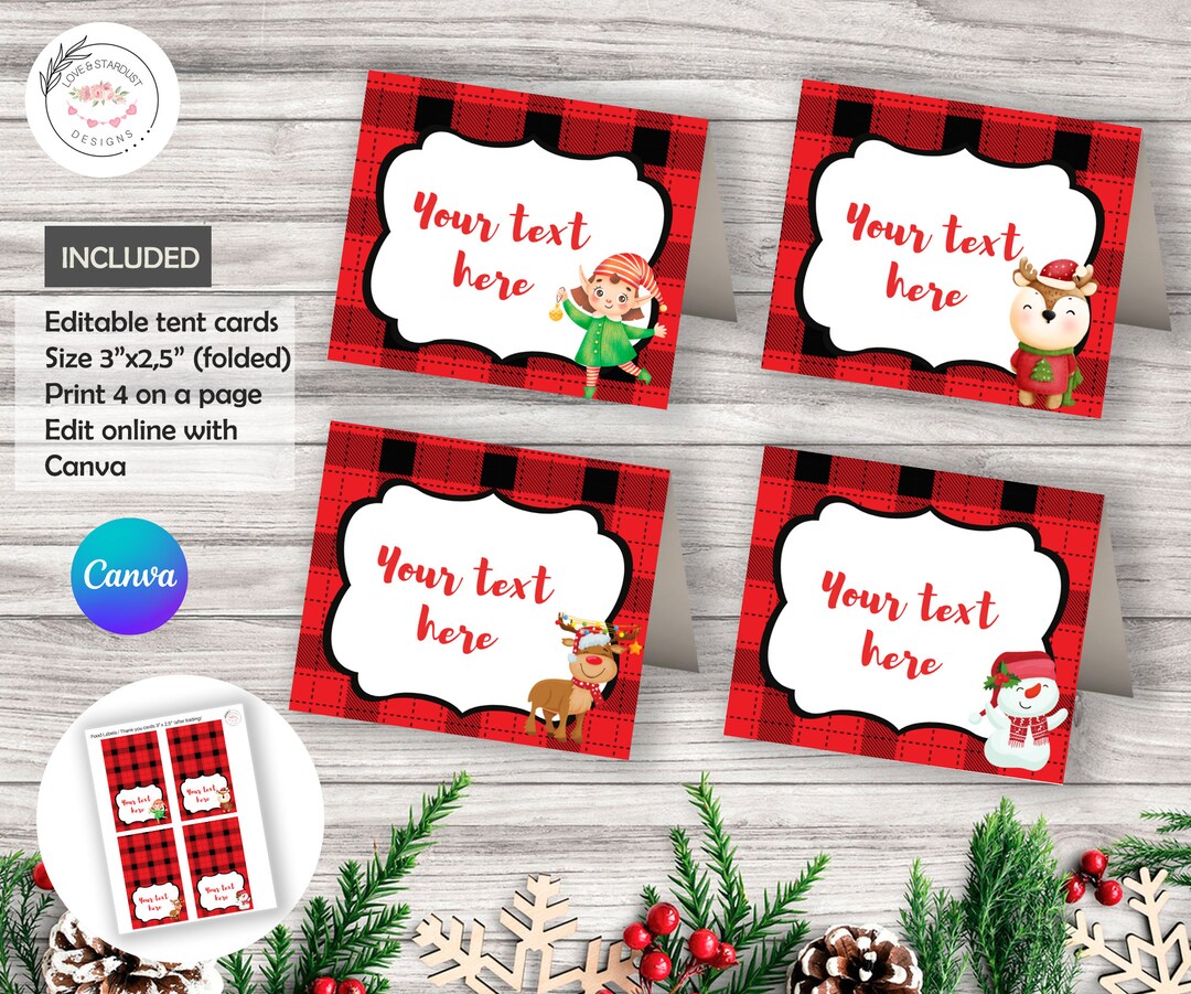 Christmas Food Tag, Editable Buffet Label,tent Card,food Label,place ...