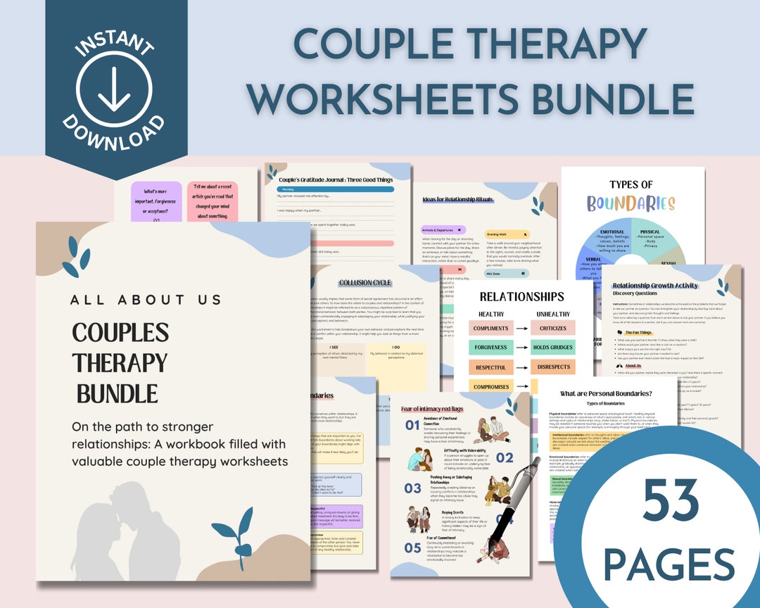 Couples Workbook Couple Worksheets Marriage Tips Counseling Therapy