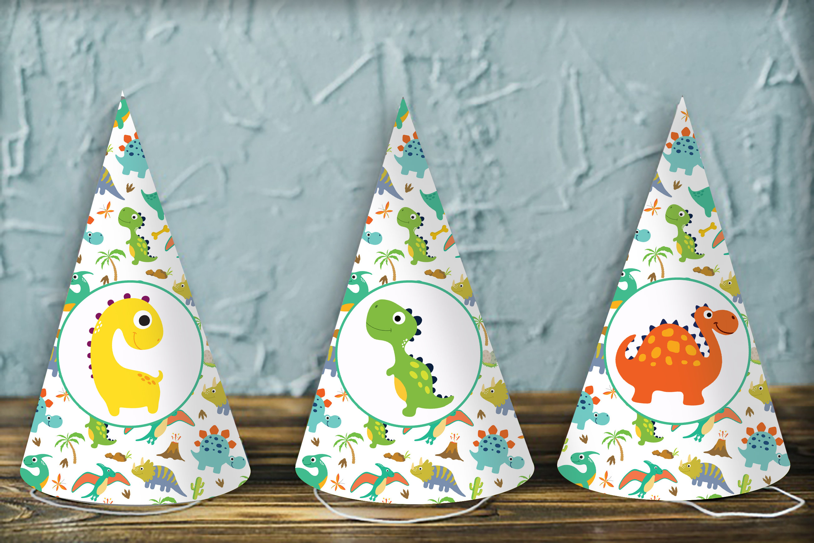 Printable Dinosaur Birthday Hat, Digital Printable Party Hat, Green T ...