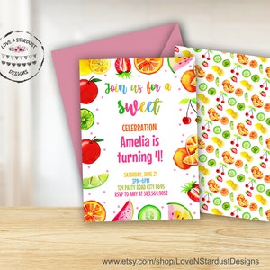 Fruit Birthday Invitation, Editable, Tutti Frutti Invitation, Summer Birthday Party Fruit Birthday Invitation Party Invite Template Instant