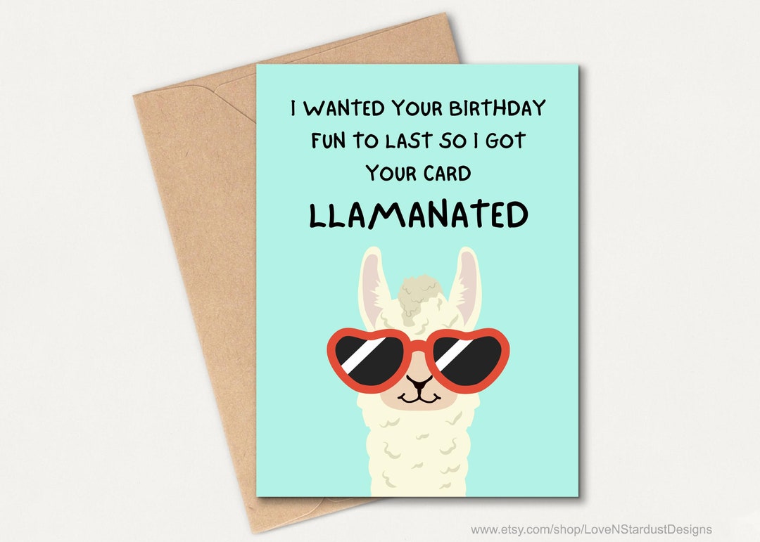 Printable Funny Llama Birthday Card, Hilarious Bday Card for Friend ...