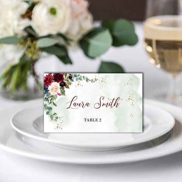 Burgundy Place Cards - Etsy