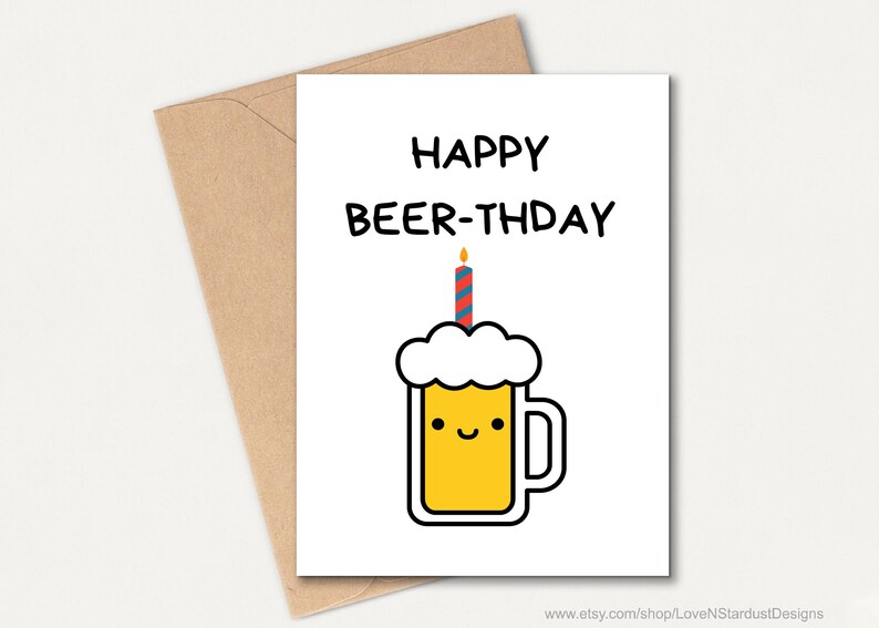 Ηappy Beer-thdayprintable Funny Birthday Card Funny Adult - Etsy