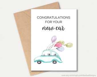 Congratulations for your new car, New Car Card, new car greeting card, new car card Gift digital printable, instant download, digital card