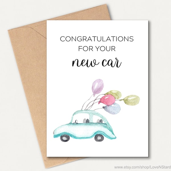 Congratulations for your new car, New Car Card, new car greeting card, new car card Gift digital printable, instant download, digital card