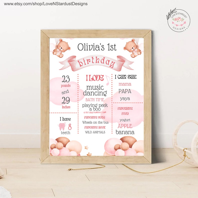 Editable Teddy Bear Time Capsule First Birthday Party Game Teddy Bear ...