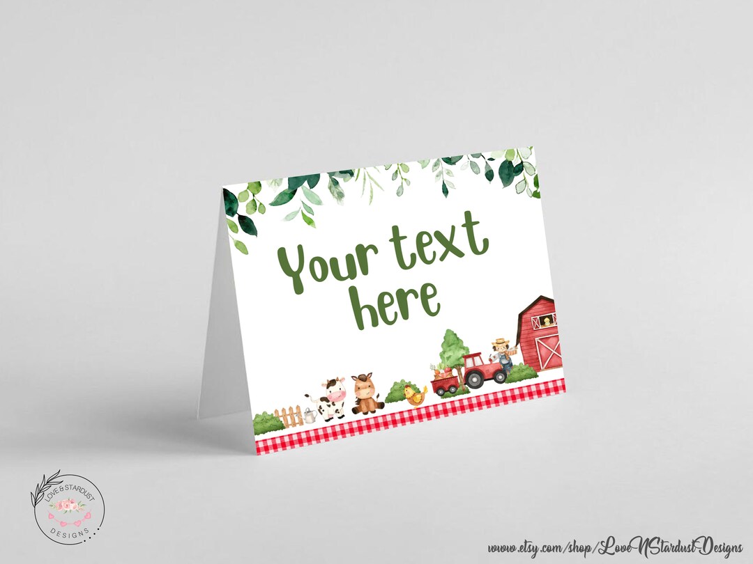 Farm Birthday Food Labels Template Barn Animals Place Card - Etsy