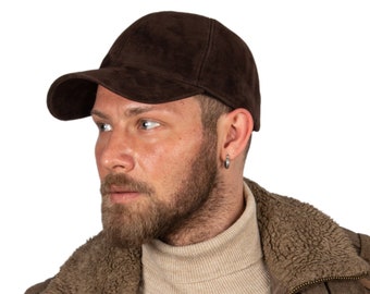 Casquette de baseball en daim marron foncé, Chapeau en cuir Hatsquare, Casquette réglable en cuir pour homme, Casquette de baseball en cuir pour femme, Casquette de sport, Chapeau de papa