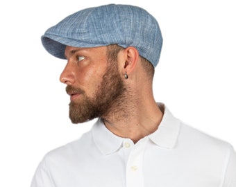 Casquette gavroche d'été 8 panneaux en coton bleu ciel, chapeau Peaky Blinders, chapeau garçon Hatsquare Baker, chapeau d'été léger pour homme, casquette de garçons d'honneur pour mariage