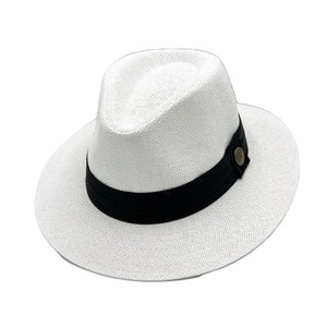 White Straw Panama Hat, Stiff Brim Hat, Men Summer Hat, Women Safari Hat, Stiff Fedora Hat, Vintage Hat, Man / Woman Flat Brim