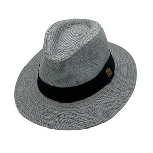 Gray Straw Panama Hat, Stiff Brim Hat, Men Summer Hat, Women Safari Hat, Stiff Fedora Hat, Vintage Hat, Man / Woman Flat Brim