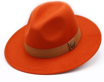 DH Mustard Gents Fedora Felt Trilby Hat with Wider Brim 100% Wool 
