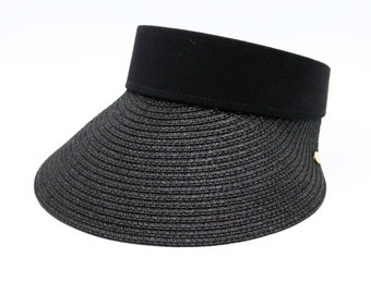 Black Straw Visor, Women Summer Hat, Visor for Womens,  Wide Brim Hat, Beach Hat, Sun Hat, Boho Hat, Women Hat, Bridesmaid Gift