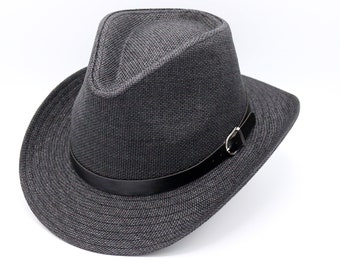 Chapeau de cow-boy d'été noir, chapeau de cow-boy Boho, chapeaux Fedora, chapeau de style occidental, chapeau d'été homme, chapeau d'été femme, chapeau de soleil, chapeau de plage