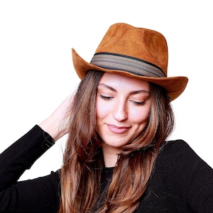 Golden Brown Cowgirl Hat, Cowboy Hat,  Boho Cowboy Hat for Women, Winter Hat, Fedora Hats, Western Style Hat, Christmas Gift