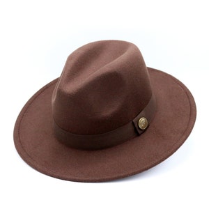Dark Brown Fedora Hat, Vegan Felt Stiff Brim Hat, Hatsquare Man Hat, Women Wide Flat Brim Hat, Stiff Fedora Hat, Bridesmaid Groomsman Hat