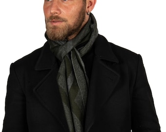 Black Colors Wool Men Scarf, Suit Scarf, Scarves for Men, Winter Scarf, Wool Fabric Scarf, Birthday Gift, Christmas Gift, Groomsmen Scarf