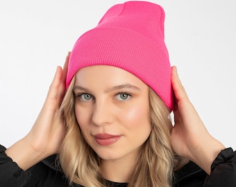 Rosa Basic Beanie Mütze, 24 Farben Unisex Mütze, Multicolor Winter Beanie, Herren Schädelmütze, Winter Cuffed Strickmütze, Frauen Super weiche Mütze