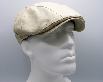 Casquette plate d'été en lin beige clair, chapeau Peaky Blinders, chapeau Baker Boy, casquette plate irlandaise, chapeau d'été homme, chapeau Ivy League, cadeau fête des pères