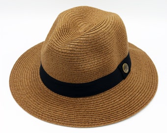 Brown Fedora Panama Hat, Fedora Hat, Holiday Hat, Women Summer Hat, Short Brim Hat, Beach Hat, Sun Hat, Boho Hat, Women Straw Hat, Women Hat