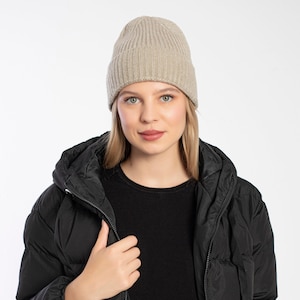 Khaki Seamless Beanie Cap, Acrylic Unisex Beanie, Hatsquare Winter Beanie, Man Skull Cap, Cuffed Knit Beanie, Women Super Soft Beanie