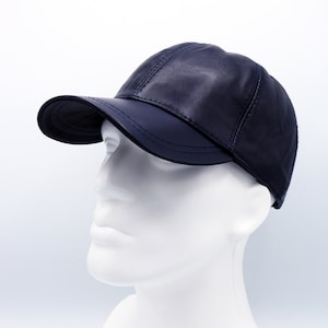 Gorra de béisbol de cuero azul oscuro, gorra de béisbol de cuero Hatsquare, gorra de cuero ajustable para hombre, gorra de cuero para mujer, gorra deportiva, gorra para papá