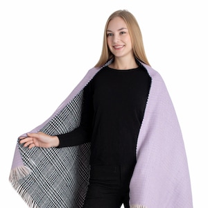 Lilac Double Sided Winter Oversize Women Scarf, Winter Shawl, Women Blanket Scarf, Winter Warm Pashmina Shawl, Christmas Gift
